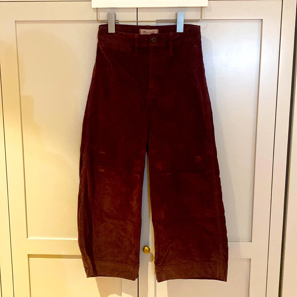 Madewell Cabernet/Maroon Velvet Pants, Size 24P - Perfect for Fall